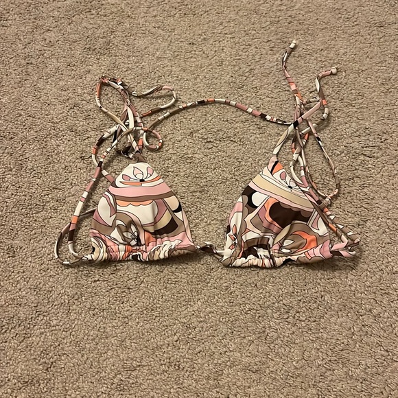 White Fox Boutique String Belmont Bikini Set Top Bottom S/M 70s geo print - Picture 5 of 9